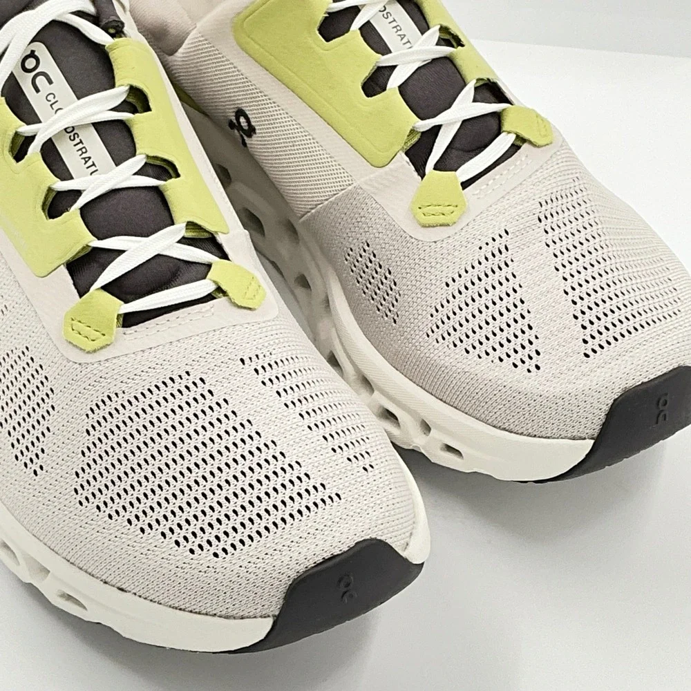 On Running Cloudstratus 3 Womens Size 10 White Lime Road Shoes NEW Sneakers $179